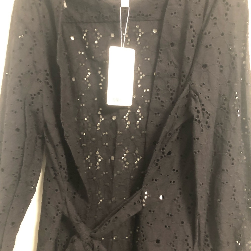 Elegant Black Eyelet Swim Coverup